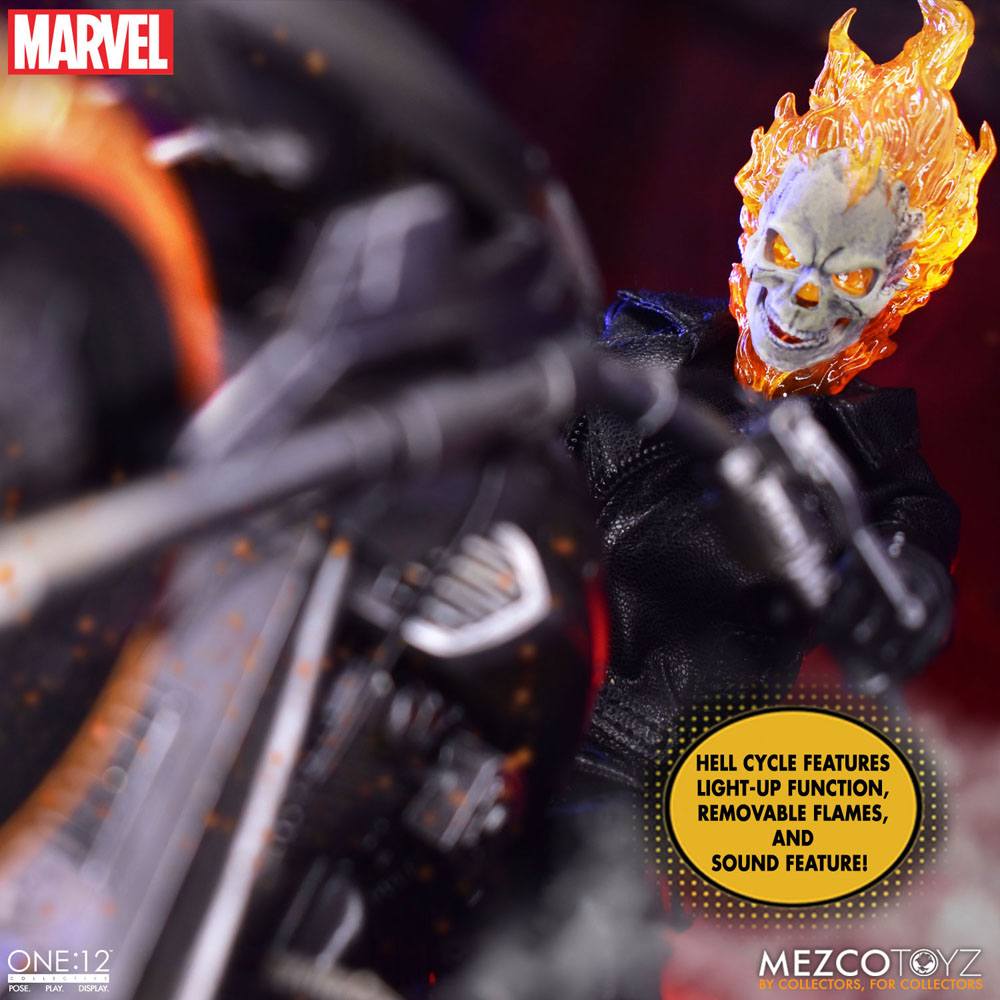 Ghost Rider Action Figure & Vehicle with Sound & Light Up 1/12 Ghost Rider & Hell Cycle