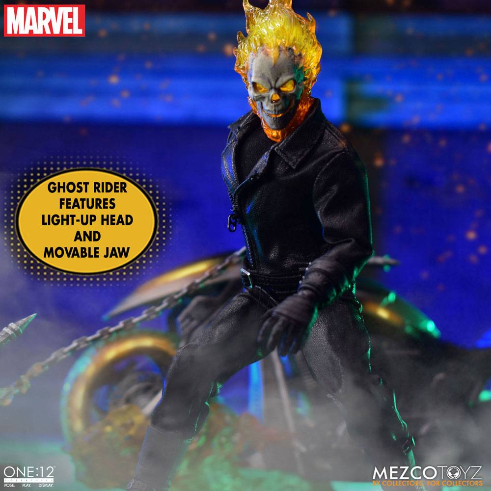 Ghost Rider Action Figure & Vehicle with Sound & Light Up 1/12 Ghost Rider & Hell Cycle