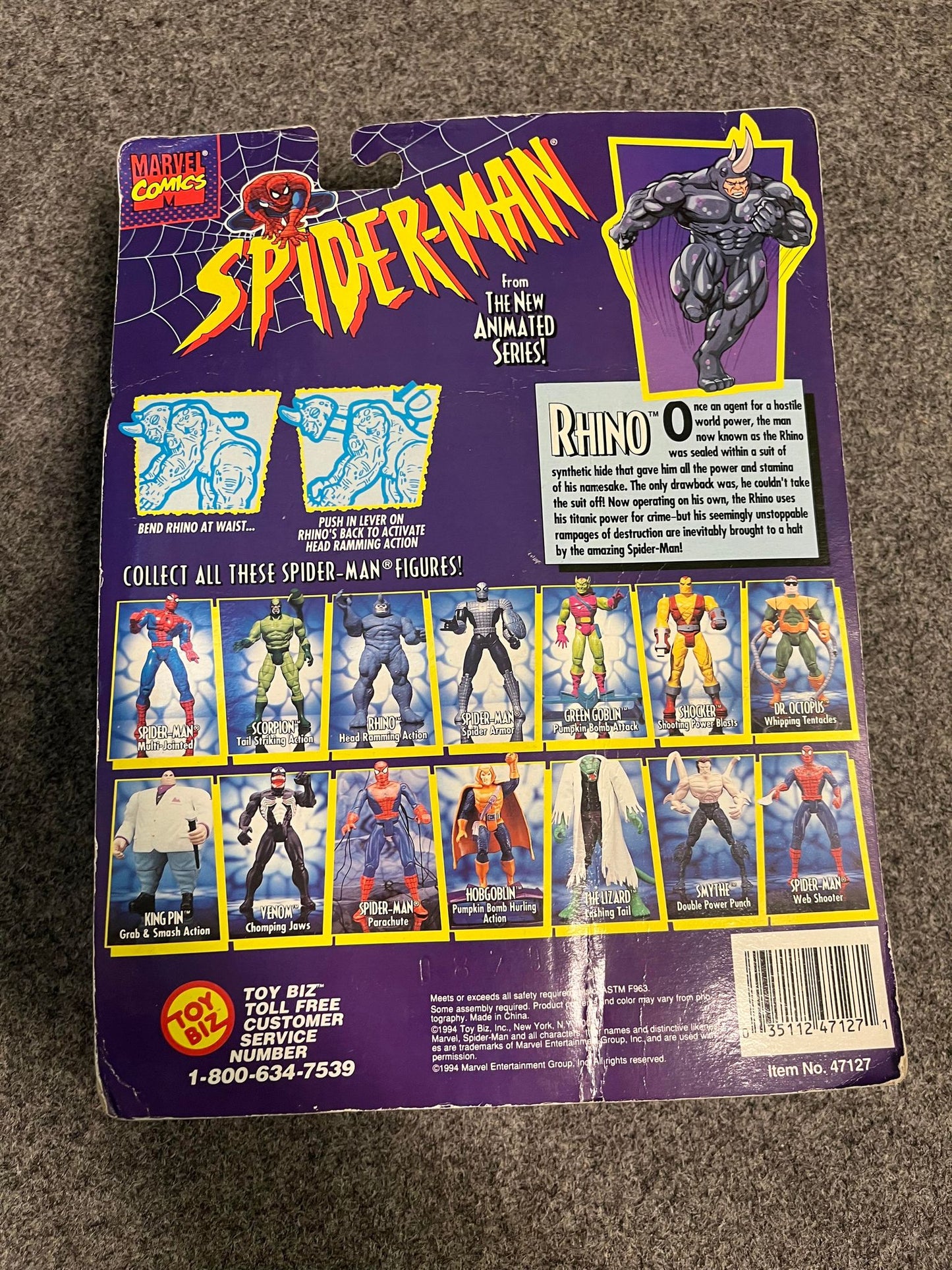 Spider-man The New Animated Series Rhino Toy Biz (Brugt)