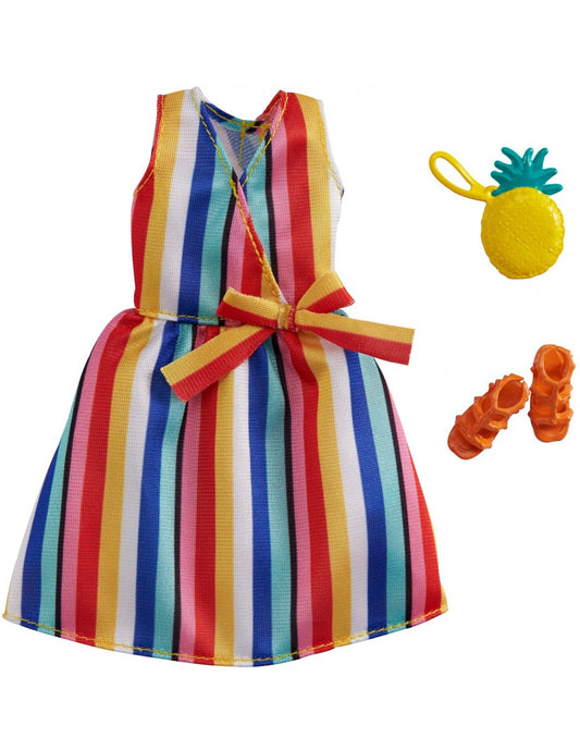 Mattel Barbie Fashion Pack With Striped Dress, Pineapple Purse And Sandals
